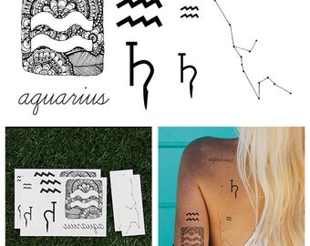 Aquarius - Temporary Tattoo (Set of 14)