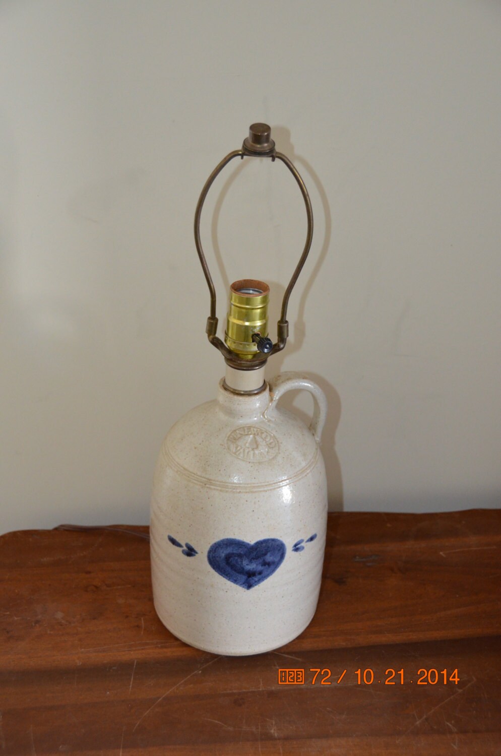 Vintage Jug Lamp Pinewood Valley Salt Glaze Stoneware