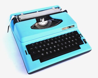Typewriter Hebros 300 vintage electric typewriter soviet aqua blue typewriter mid century typewriter working copywiter unused typewriter