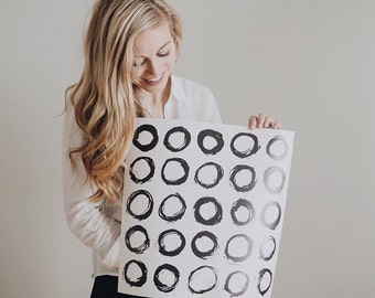 24" x 24" - Geometric Art, Print of Watercolor Circles