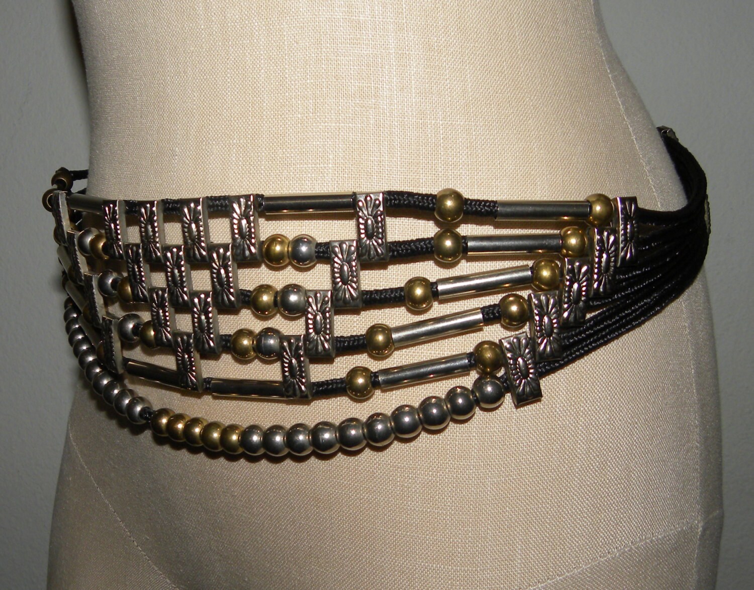 1980s 80s Belt / cord and bead belt ONE of a kind by JEWVENCHY