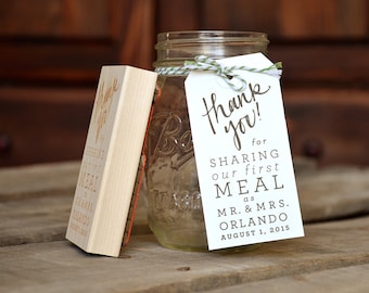 Thank You! for Sharing Our First Meal as Mr. and Mrs. Rubber Stamp with Date