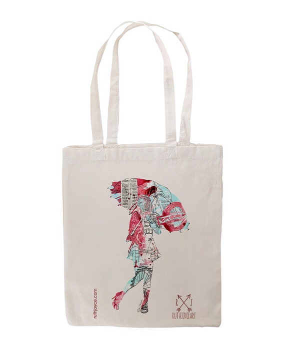 Lady of London Tote Bag, Art Print, London illustration, London Print ...