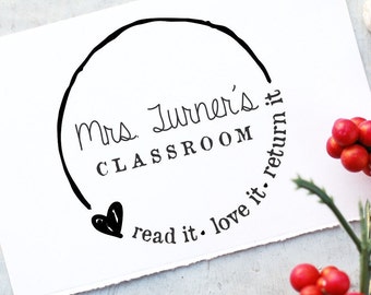 Teacher Stamp - Custom Book Self-inking Stamp or Rubber Stamp- From The Classroom Of Stamp- Read Love Return- 10183