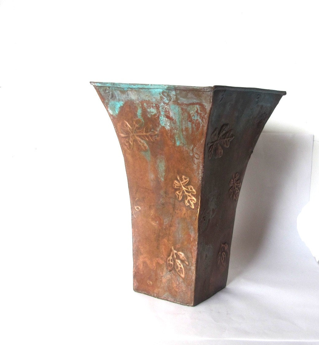 Vintage verdigris unique copper vase. by Underlyingsimplicity