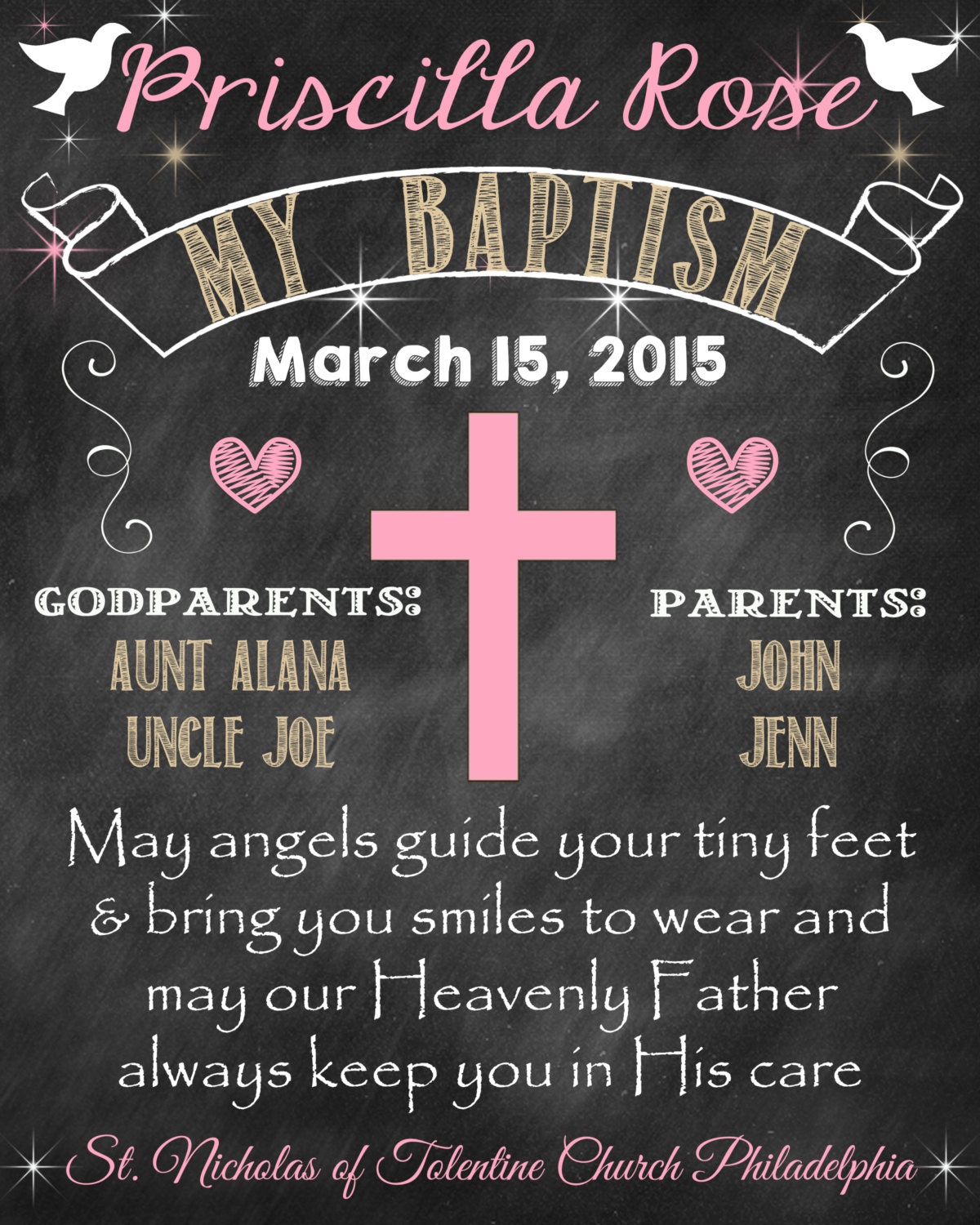 Baptism Poster Baptism Chalkboard Girl Baptism Communion