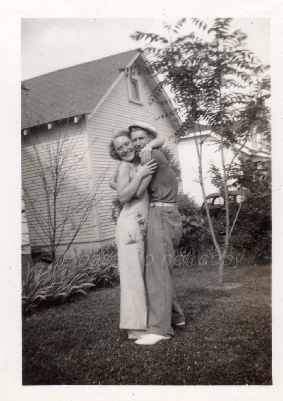 bear hug Vintage Snapshot Photo