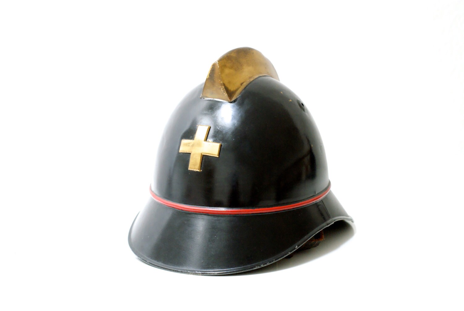 ANTIQUE FIREMAN'S HELMET from Switzerland Brass and