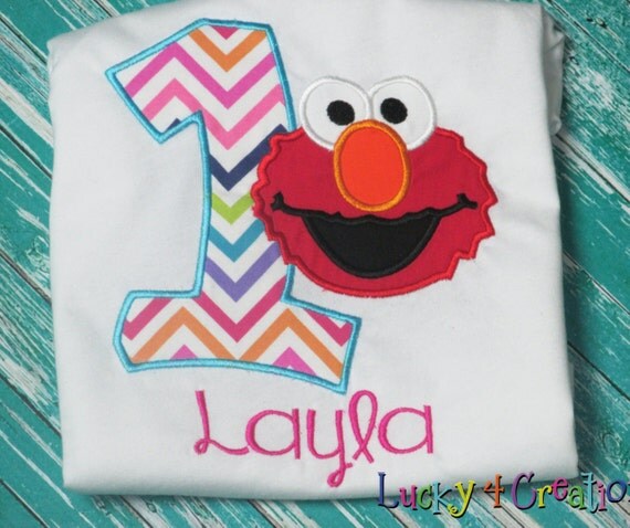 Elmo Birthday Shirt, Girly Chevron, Elmo dress, Smash cake shirt ...