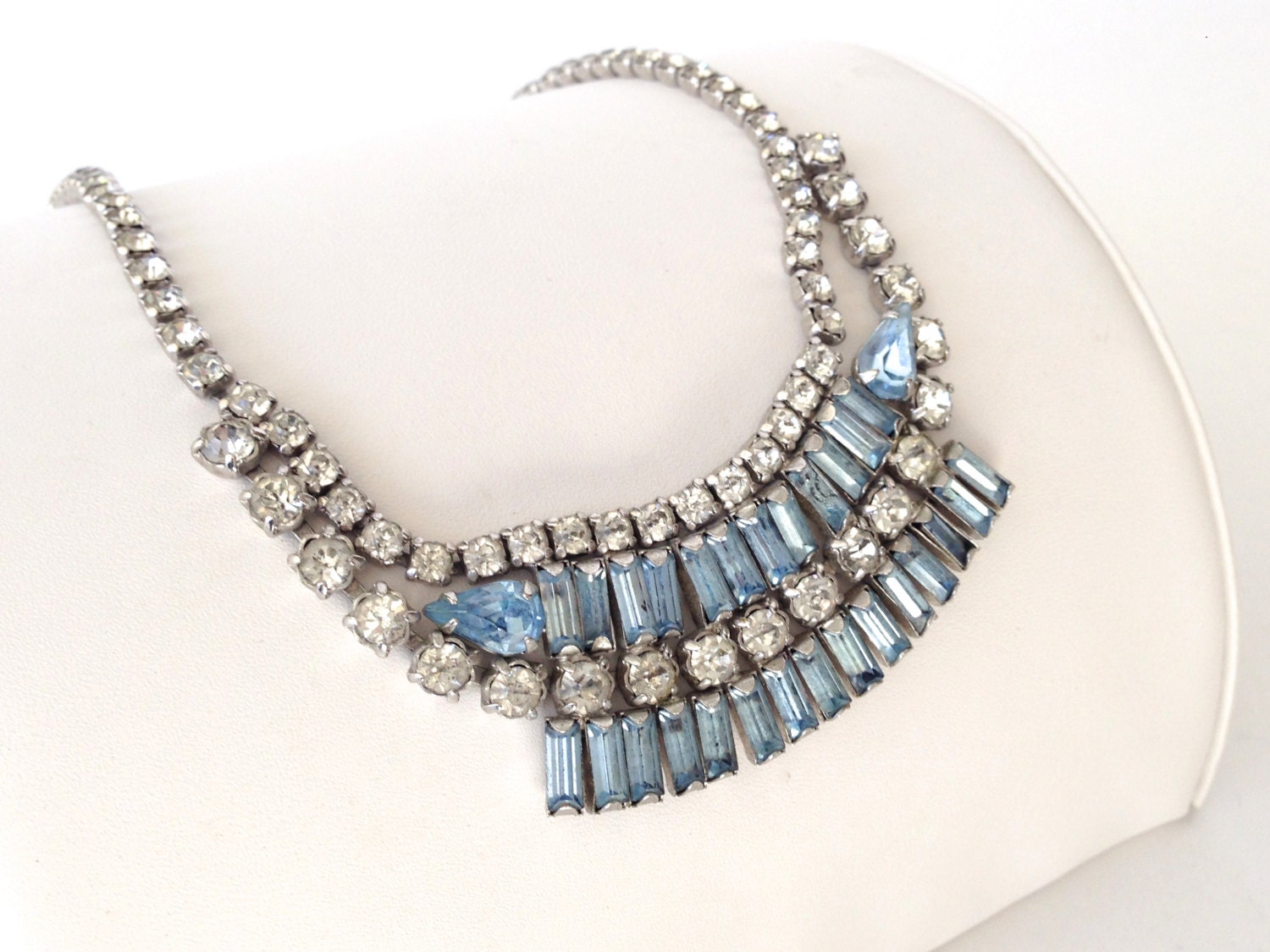 DUANE Light Blue Pastel Rhinestone Necklace by benjiboyvintage