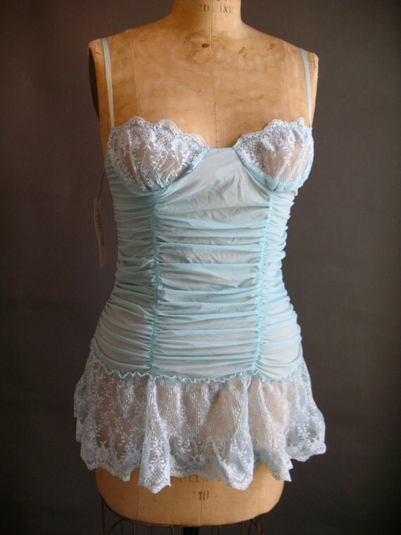 White lace insert chiffon teddy green