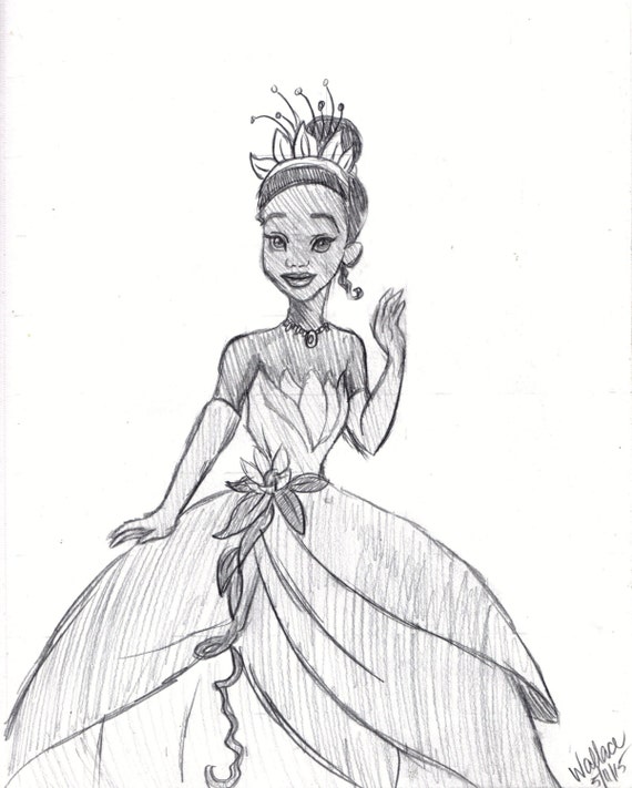 Disney de la princesse et la grenouille Tiana  croquis dessin 