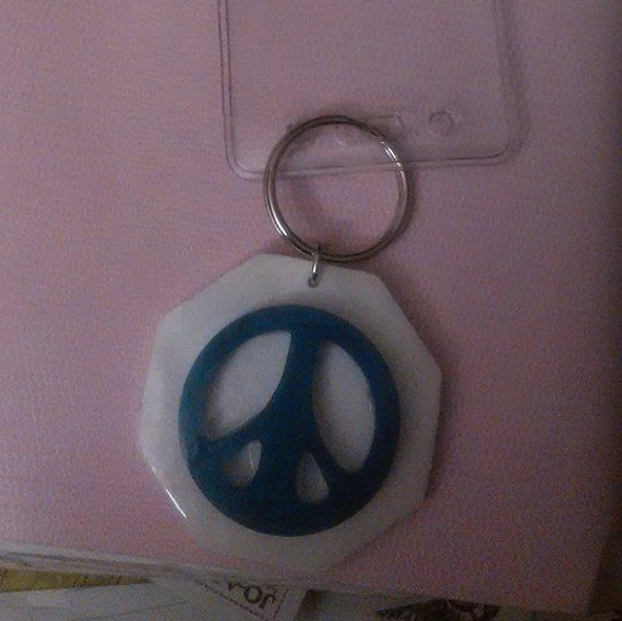 Key Holder/Card Holder - Blue Peace Sign
