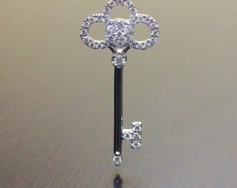 18K White Gold Diamond Key Necklace - 18K Gold Diamond Necklace - Diamond Key - Key Pendant - Diamond Necklace - 18K Diamond Necklace - Key