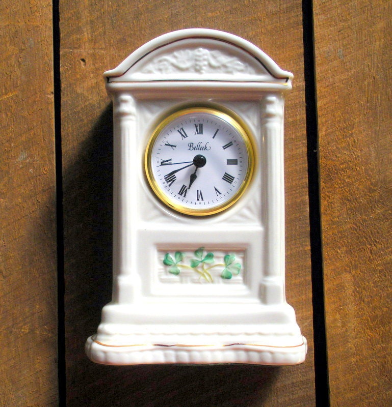 Irish Belleek Glenveigh Mantle Clock Ireland Handpainted