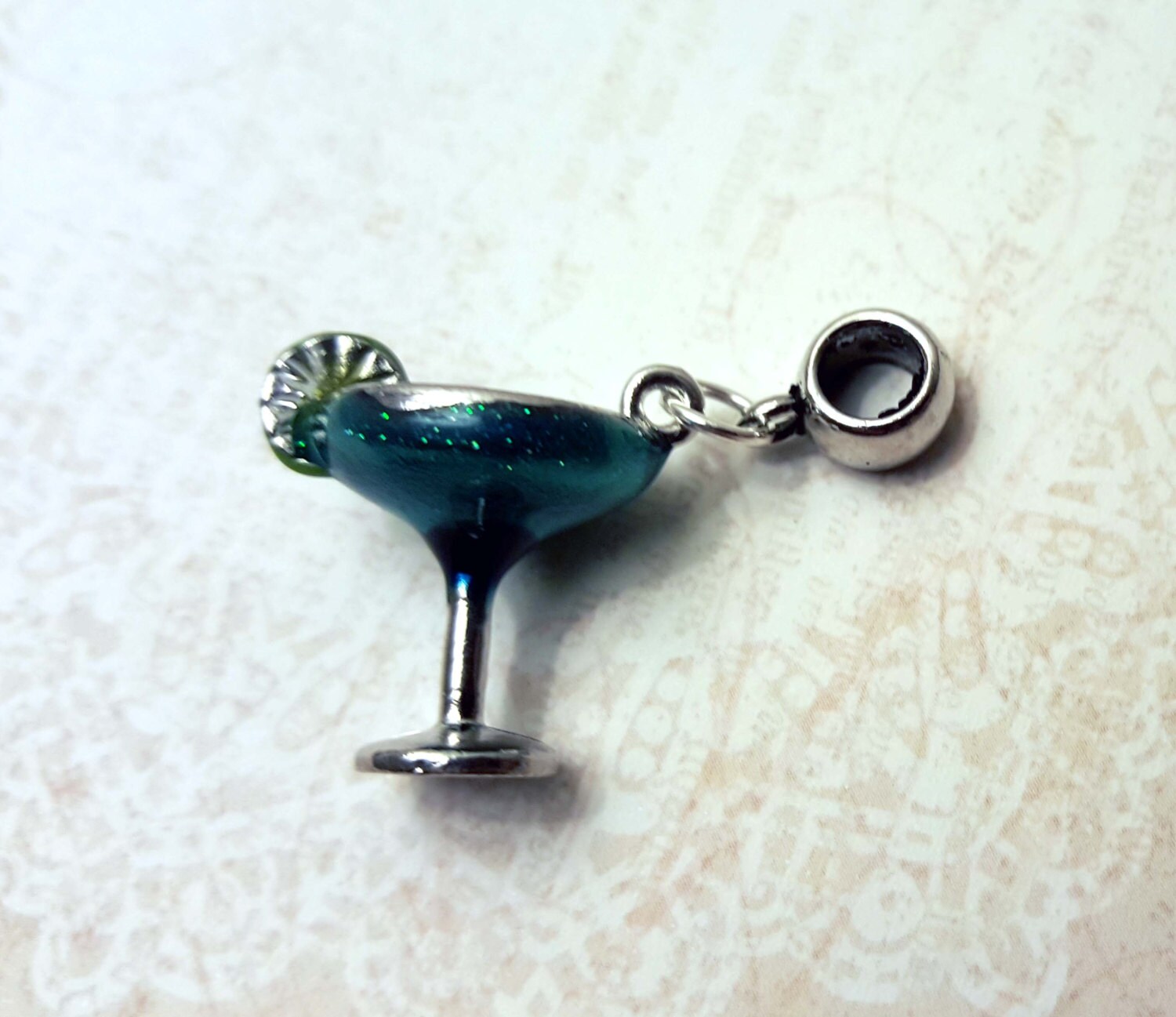 Teal Margarita Glass Charm by DarlingDahliasBoutiq on Etsy
