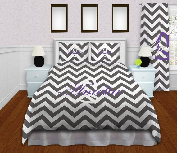 Gray and White Chevron Duvet Cover Kids by EloquentInnovations