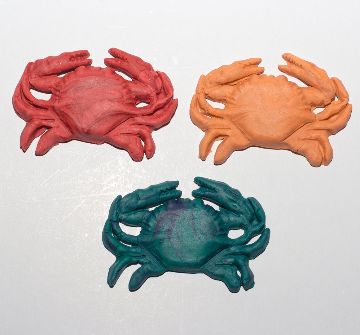 Large flat fondant crabs Set of 6 by SeasonablyAdorned on Etsy