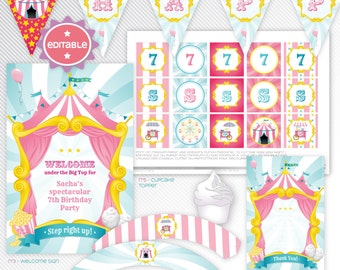 Vintage Carnival Circus Printable Blank Party Label Package