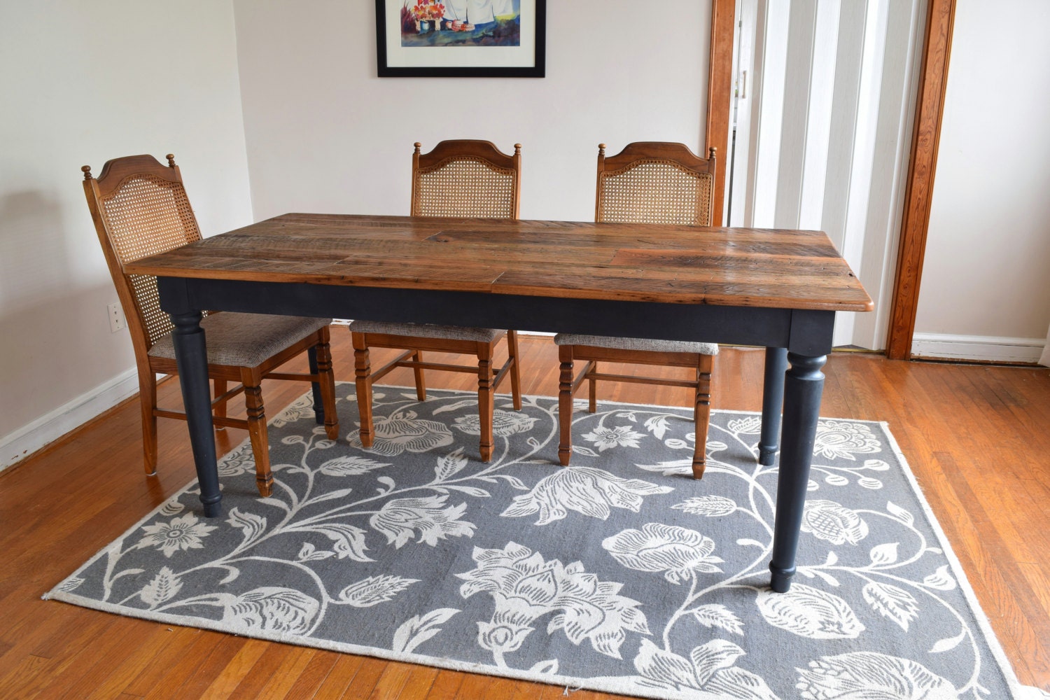 Reclaimed Chestnut Wood Rustic Dining Table Farmhouse