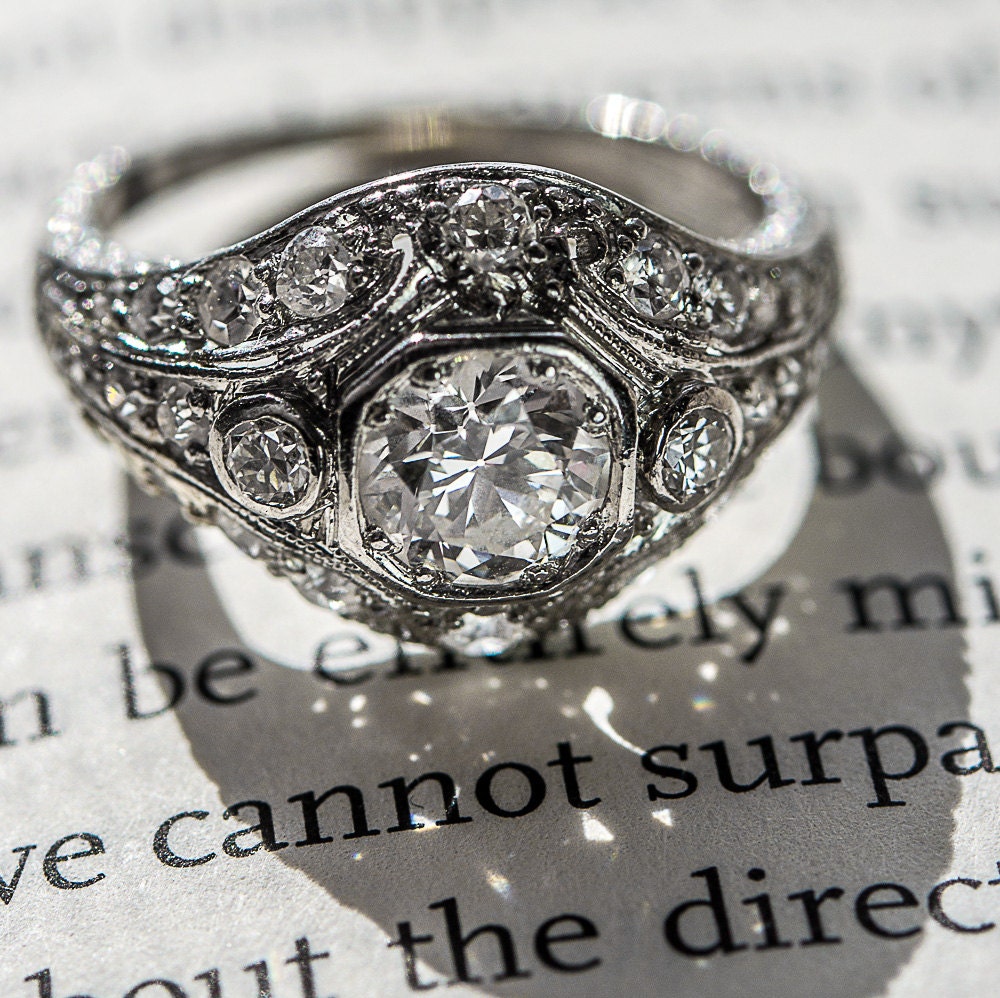 Sublime Antique Edwardian Platinum Engagement Ring. Edwardian