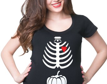 Skeleton Pumpkin Smuggler T-Shirt Pregnancy Tee Shirt Gift For Pregnant Woman Halloween Costume