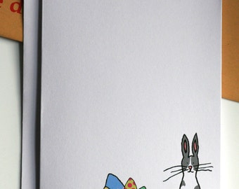Easter Bunny and Easter Egg Illustration A6 Card