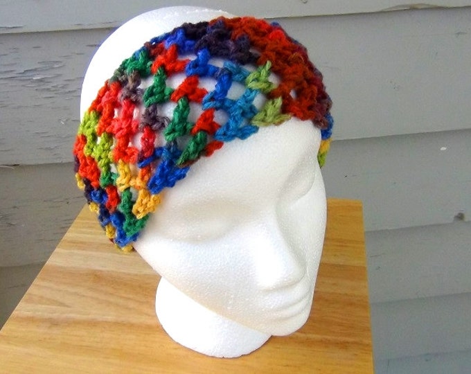 Comfortable Headband, Crochet Headband, Handmade Rainbow Headband, Hair Accessory for Teens Womens Tween, Crocheted Items