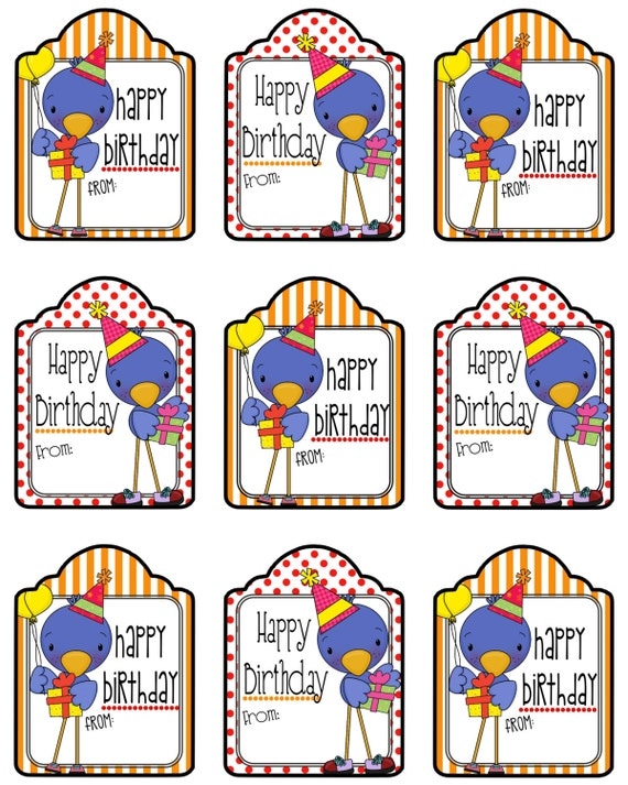 Happy Birthday Gift Tags Printable Instant Download