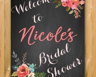 Bridal Shower decor Modern chalkboard style by chalkboarddesign