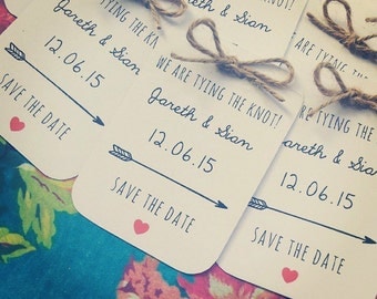 Tying the Knot Save The Date Cards - with twine bow detailing