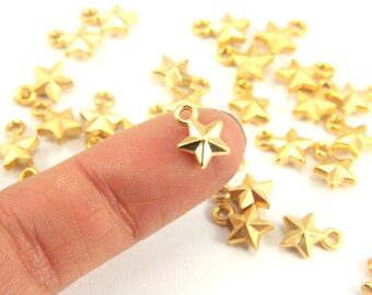 15 pcs Mini Gold Charm, Tiny Star Gold Charm, Matt Gold Charm, Mini Gold Charm Jewelry Findings, 22k Small Gold Charm, Small Star Gold Charm