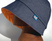 New 2 piece minimal denim cloche rain hat