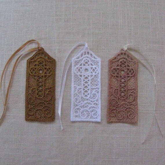 RELIGIOUS BOOKMARKS. Embroidered Lace by DesignsBySheilaW on Etsy