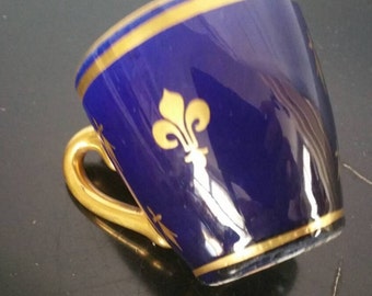 Cobalt Blue And Gold Fleur The Lis Demi Tasse Cup Unmarked