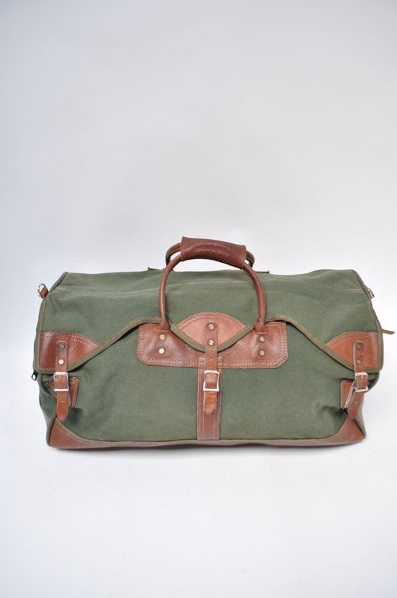 vintage leather bag CARRY ON weekender ORVIS luggage suitcase