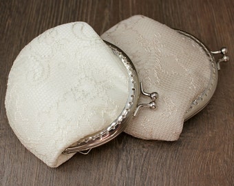 Wedding Ring Holder, Ivory Lace Coin purse Blush Clutch Wedding Bridal Clutch Wedding Bridesmaid Small Lace Clutch - Party Gift