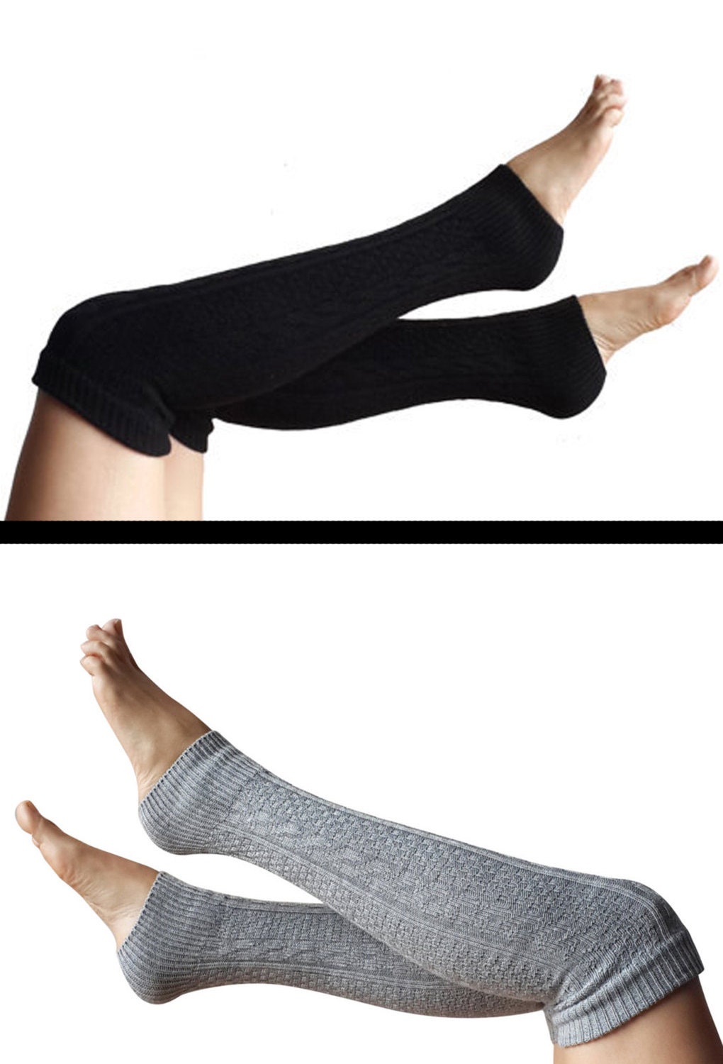 SEXY LEGWARMERS Black Leg Warmers Knitted Boot Socks by AGORAA