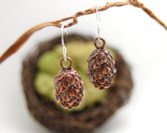 Tiny pine cone earrings *nature-inspired jewelry*