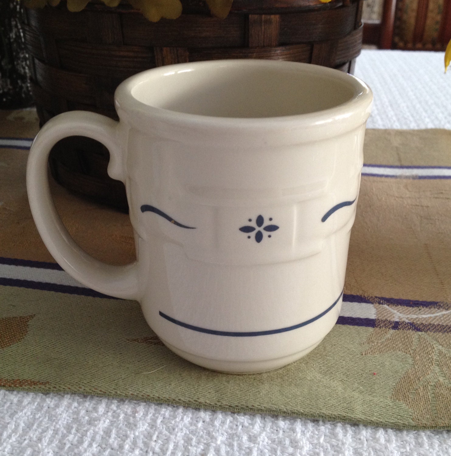 Reserved...Longaberger Pottery Woven Traditions Coffee Mugs in