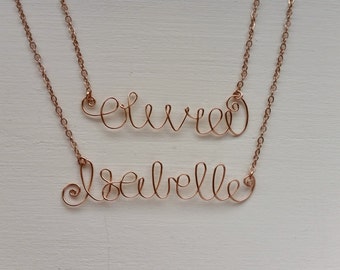 Custom Name Necklace, Custom Word Necklace, Wire Name Necklace, Gold Wire Name Necklace, Wire Baby Name Necklace, Personalized Name Necklace
