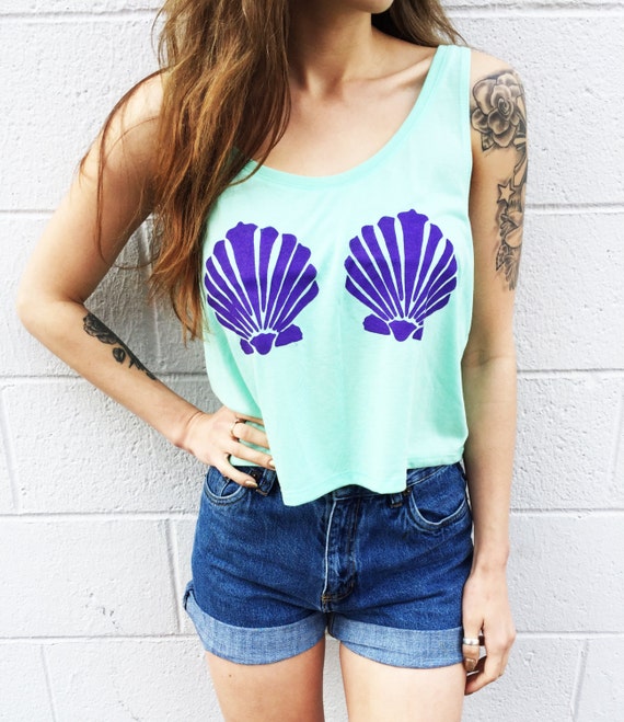 Mermaid Crop Top Clamshell Mermaid Tank Top Tumblr Crop