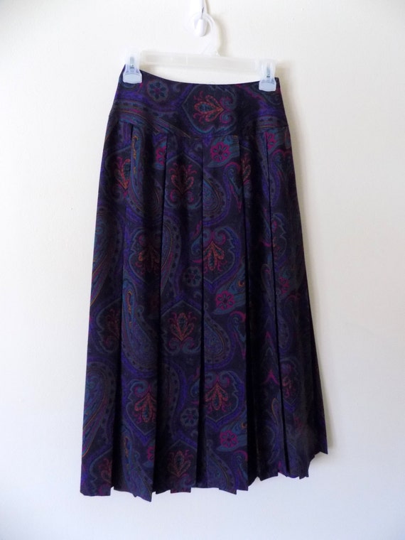 RESERVED for Tuss 80s Skirt 80s Preppy Purple Paisley Skirt