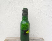 Hand-painted bottle tree of life / green / summer tree / spiritual / arts bottles / fine art / sunset