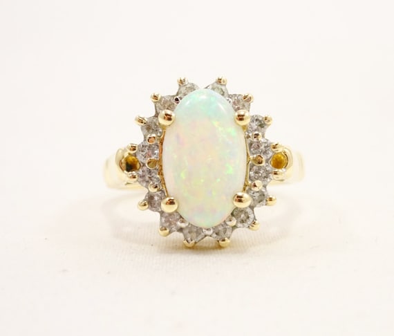 14k Solid Yellow Gold Natural Opal Ring by MisterTomsVintage