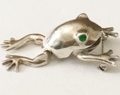 Sterling Silver Articulated Jumping Frog Brooch