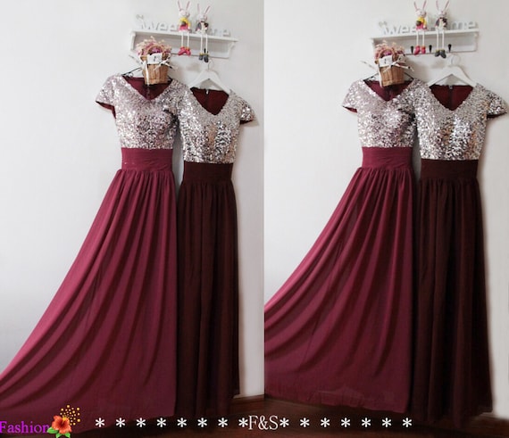 Sequin Burgundy Bridesmaid Dress