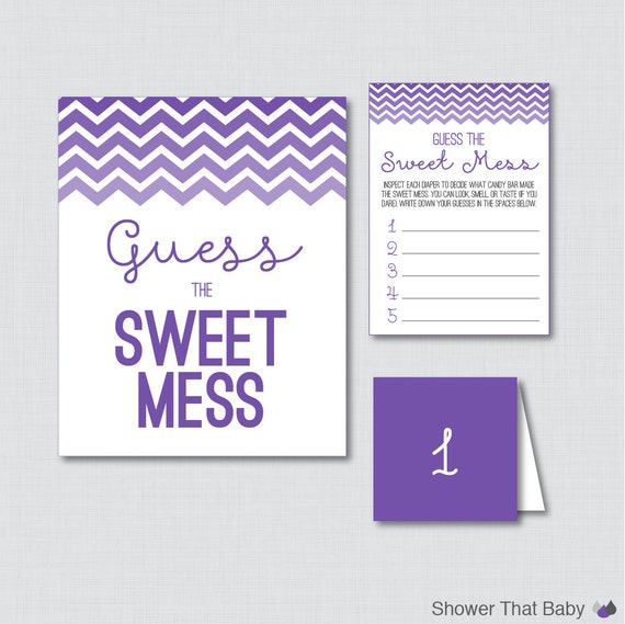 500 New baby shower game candy bar diaper 815 Purple Baby Shower Diaper Candy Bar Game   Printable Guess The Sweet   