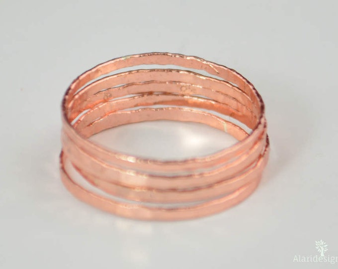 Set of 5 Super Thin Lt. Rose Silver Stackable Rings, Pink Jewelry, Ring set, Pink Stacking Rings, Stacking Ring Set, Bridal Rings, Pink Ring