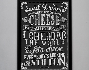 Download Cheese Typographic Art Print, Sweet Dreams are Made of ...